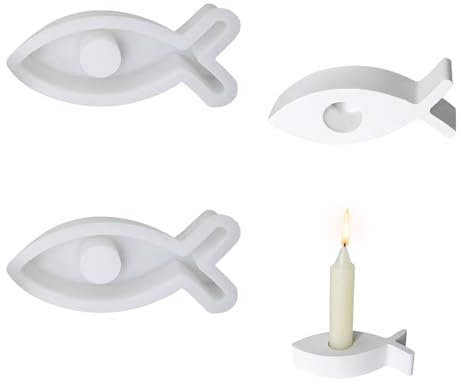 TheStriven 2 Stück Fisch Gießform Kerzenhalter DIY Fisch Kerzenhalter Silikonform Fisch Kerzenhalter Fische Gießform Fisch Silikonform Kerzenhalter für Stabkerze Silikon Kerzenformen