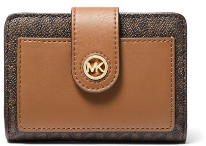Michael Kors Mk Charm Petit portefeuille compact à languette, Marron/gland, taille unique