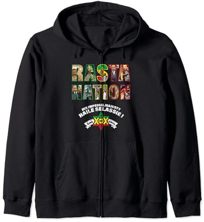 Rasta Nation Ras Tafari HIM Haile Selassie Zip Hoodie