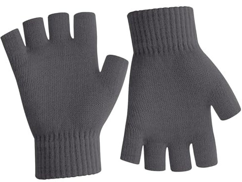 Fingerlose Handschuhe Damen,Handschuhe Fingerlos,Fingerlose Handschuhe Herren,Handschuhe Ohne Fingerkuppen,Fingerless Gloves,Handschuhe Schwarz Winter Thermo Warme Strickhandschuhe Arbeiten,Dunkelgrau