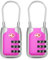 Joyway TSA Approved Luggage Lock, 3 Digit Combination Cable Lock with Alloy Body, Travel Combination Locks for Suitcases, Backpack and Golf Bag (Pink, 2Pack)