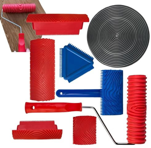 Outil de grain de bois, outil de peinture de grain de bois | 8 pièces/ensemble rouleau de peinture à grains de bois en caoutchouc souple - Outil de grainage, peinture ressemblant à du bois, rouleaux d