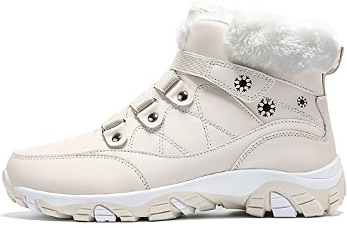 VITIKE Damen Winterschuhe Warm Gefüttert Schneestiefel Herbst Outdoor Boots Winterstiefel,Beige,40 EU