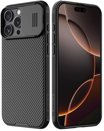 Nillkin for iPhone 16 Pro Max Case,with Slider Lens Protection,Military-Grade Protection,Fingerprint-Proof, Drop-Proof,Slim Stylish,Compatible with iPhone 16 Pro Max 6.9,Black