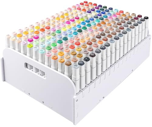 VexNook Pen Holder - White Pen Organiser and Shelf, Pen and Marker Storage for Home Office School - Desk Organiser Wood for 204 Pens and Markers