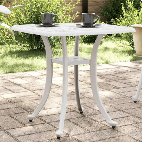 Sufrk Gartentisch Terrassentisch Wetterfest Lounge Tisch Outdoor BalkonhäNgetisch Weiß 53x53x53 cm Aluminiumguss - 4002821