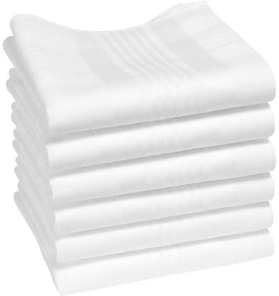 Tcnzdy 6 Stück 40 cm x 40 cm Weiß Stofftaschentücher herren, Stofftaschentücher, Baumwolle Herrentaschentücher Stofftaschentuch Damen Herren in weiß Kleine Einstecktücher für Frauen und Männer