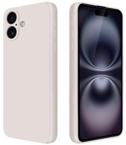 GiiYoon Case Compatible with iPhone 16 Plus, Silky-Soft Touch Full-Body Protective Phone Silicone Case, Shockproof Cover with Microfiber Lining, off white