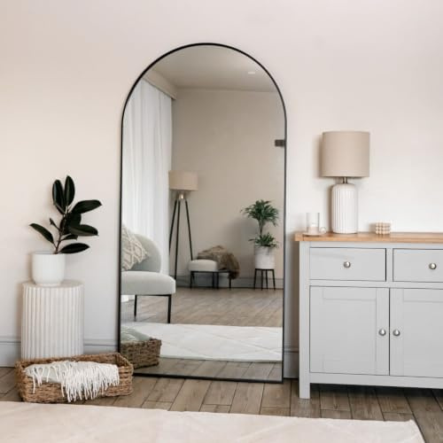 Jobu | Black – 180x90cm Arched Wall Mirror – Slim Steel Frame Full Length Mirror for Bedrooms, Hallways & Commercial Interiors | Akiko