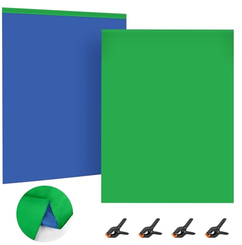 2 in 1 Blue Green Screen, SEDGEWIN Photography Backdrop 5x6.5ft Collapsible Photo Background Reversible Double-Sided Chromakey Screen with Clamps for TikTok YouTube Video Live Streaming