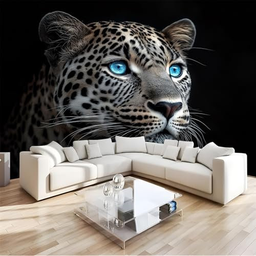 Tapete Zum Abziehen Und Aufkleben, Geparden-Wandbild, Heim- Und Schlafzimmerdekoration, Mieterfreundliche Tapete, Blauäugiger Gepard, Abnehmbar, Für Akzentwände, Schlafzimmerdekorationen, 150 X 105 Cm