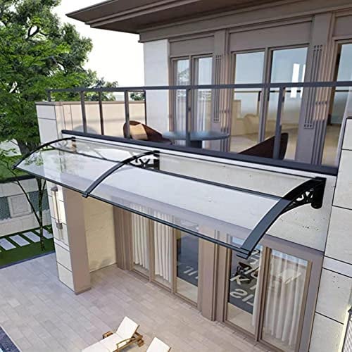 Transparent Polycarbonate Front Door Canopy Awning with UV Resistant Roofing Black Bracket Ideal for Outdoor Porch Garden Patio 60x160cm