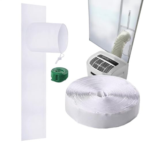 Air Conditioner Window Seal, Adjustable Double Hose Seal, Weatherproof Drawstring Design, Easy Installation, Energy-Saving Window Kit for 5.9-Inch AC Exhaust