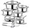 Retoo Topf und Pfannenset Induktion 15-teilig Kochtopf Set mit Deckel, 3 Schöpfkellen, Pfanne, Topfset Edelstahl Bratpfanne, Griff, Spülmaschinengeeignet Durchmesser 17/19/21/25 cm