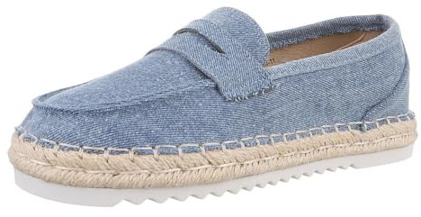 Ital Design Damenschuhe Halbschuhe Mokassins, LT230-11-, Textil, Hellblau, Gr. 39
