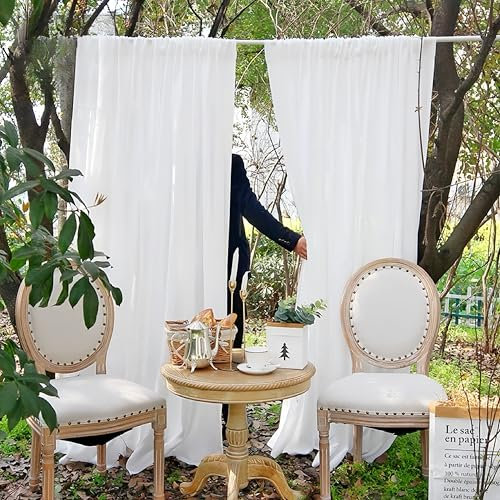 Devola Gardine Halbtransparent Weiß Küchenvorhänge Modern Fenstergardine Einfach Gardinen Schals Scheibengardinen Lang für Fenster und Balkontür HxB 120x100cm 1 Stück