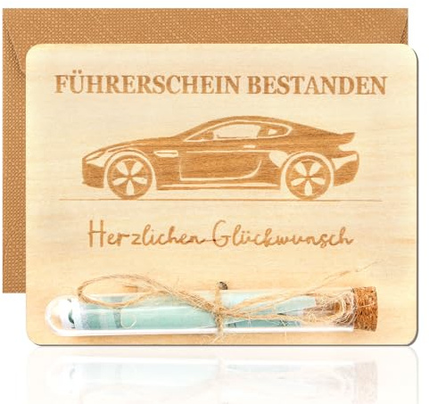 Führerschein Bestanden Geld Geschenk, Führerschein Geldgeschenke Verpackung | Bestandene Prüfung Geschenk mit Reagenzgläser, Lustige Geldgeschenk Holz für Damen Herren, 13x10 cm