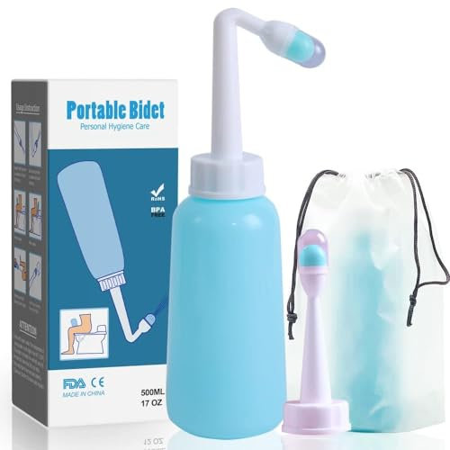 Postpartum Perineal Wash Bottle Portable Bidet, Women Peri Recovery Postpartum Care After Birth Postpartum Clean, Maternity Essentials for Travling,Kids,Puerpera,Eldery,Outdoor (Blue, 500ml)