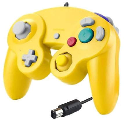 For Ni&nt&en&d Ga&me&cu&be Accessories Controller for NGC Joystick Replacement Classic Game Control for wii GC Port Wired(Yellow)