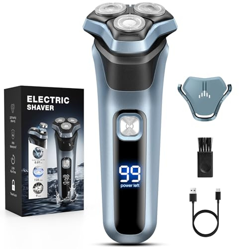 iWarmbase Electric Razor for Men, 3D Magnetic Electric Shaver | Mens Shaver, IPX7 Waterproof Wet & Dry Mens Shaver with Pop-Up Trimmer, Ideal Gifts, Long Battery Life USB-C Charging