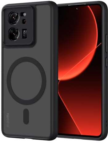 Pnakqil Magnetisch für Xiaomi 13T Pro/13T 5G Hülle für Magsafe,Matt Transluzente Handyhülle für Xiaomi 13T/13T Pro,PC Härte Rückseite Kratzfest Dünn Magnetische Case,Schwarz