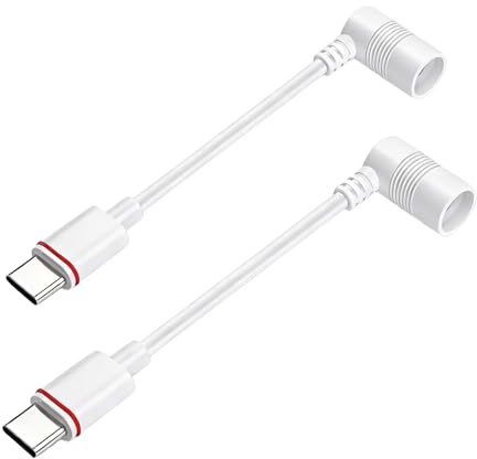 Powice 2 Stück Hohlstecker-auf-USB-C-Adapter für Ring USB-C-Outdoor-Kameras, Hohlstecker-Adapter kompatibel mit Ring-Solarpanel für Stick Up Cam und Spotlight Cam Pro, Weiß
