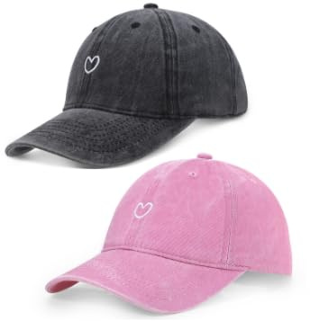 Utensilsto 2 Stück Baseballkappe für Herren Damen, Verstellbar Baseball Cap | Baumwolle Pferdeschwanz Kappe Vintage Unisex Basecap Sonnenhut Sportkappe für Outdoor Sport Leisure Reisen