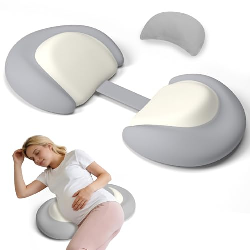 Pregnancy Pillows for Sleeping, Memory Foam Maternity Pillow for Pregnant Women, Adjustable Breathable Travel Pregnancy Wedge Pillow with Cooling Removable, Washable Cover Support for Belly,Back(Grey)