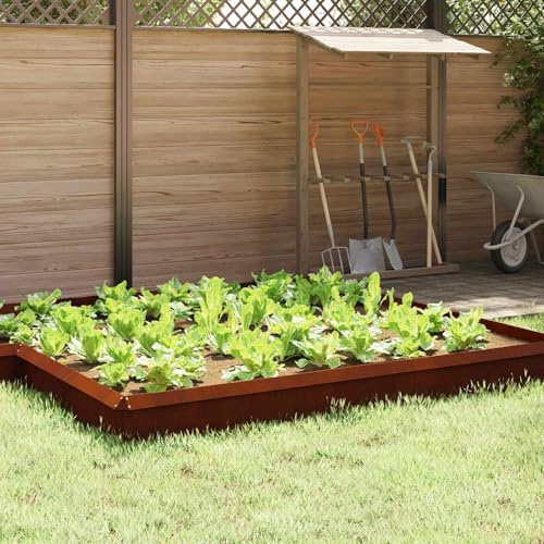 Mokuyary Schneckenzaun 16 Stück Rost 50 x 3,5 x 25 cm Gartenzaun für Terrassen, Hinterhöfe