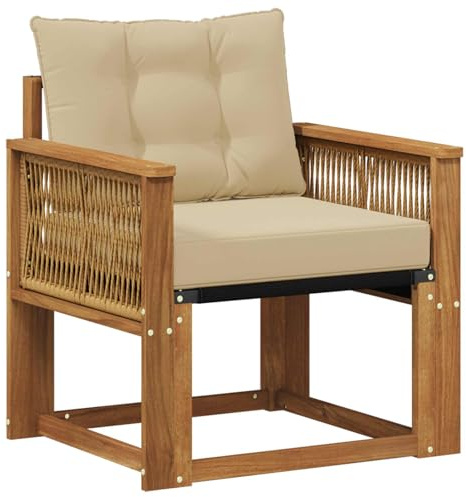 vidaXL Outdoor Mittelsofa Massivholz Akazie Natur, Balkon Garten Sofa, rechteckige Garten-Lounge Sitzgruppe, strapazierfähige Möbel für entspannte Terrassenstunden
