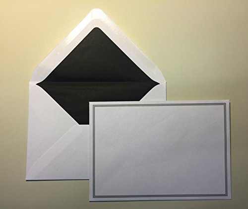 25 Trauerumschläge, schwarzer, dünner dreifach-Rahmen, C6 = 162 x 114 mm, mit schwarzem Seidenfutter, Trauer-Kuverts