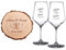 Casa Vivente Set Regalo di Nozze, 2 Calici Vino Bianco e Disco Tronco Albero con Incisione Personalizzata Nomi e Data, Motivo Cuori