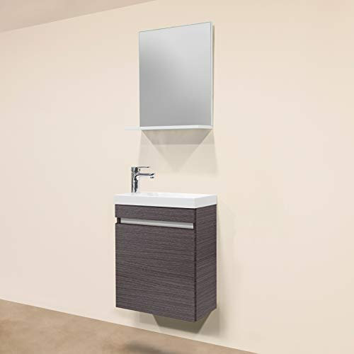 Sanotechnik Nora 3 teiliges Badmöbel-Set, Holz, Eiche Silber, 25 x 48 x 60 cm, Art.Nr.: 08397