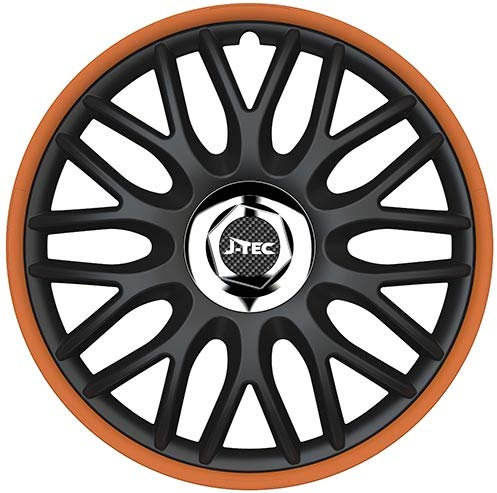 All4You Radkappen Orden Orange R 15 Zoll 4er Pack Radzierblenden Schwarz Orange (15 Zoll)