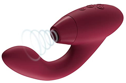 Womanizer DUO 1 Rabbit-Vibrator & G-Punkt Stimulator mit Klitoris-Sauger, doppelte Stimulation mit je 12 Intensitätsstufen, Bordeaux Gold