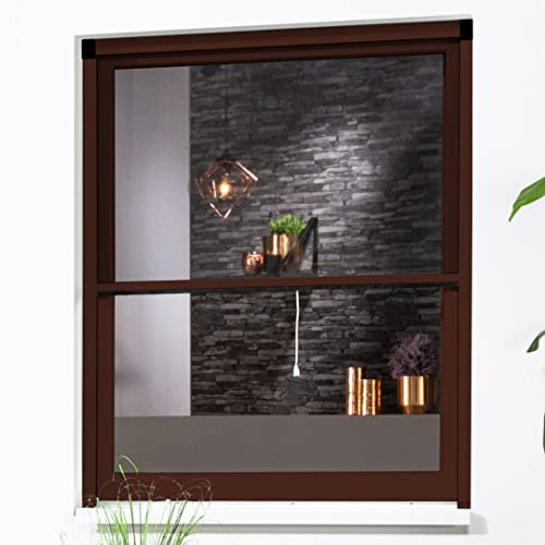Alu Fensterrollo Bausatz Fliegengitter für Fenster SMART Insektenschutzrollo (160cm x 160cm, braun)
