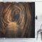 ABAKUHAUS Höhle Duschvorhang, Geologische Formation, Stoffliches Gewebe Badezimmerdekorationsset mit Haken, 175 x 220 cm, Hellbraun