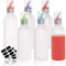 Lawei 4 Stück Squeeze Flasche Quetschflasche Gerwüzflasche mit Deckel & Farbigen Spitzen für Soße Sojasauce Gewürz - 450ml