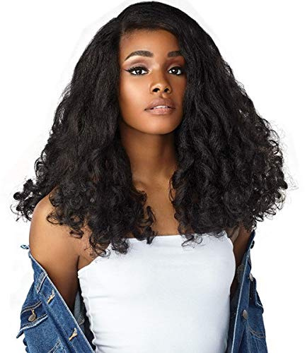 Sensationnel Curls Kinksandco Half Wig - Heart Breaker Synthetic Instant Weave Updo Full Cap for Natural 3C to 4C Hair Textures (1 JETBLACK)