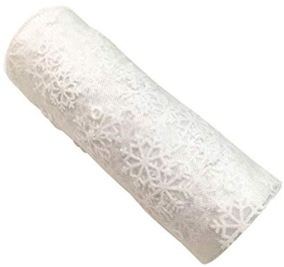 SUPVOX - Rotolo di nastro in organza con glitter, 9,1 metri, motivo fiocchi di neve, per decorazioni natalizie, 15 cm, bianco