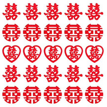 Amosfun Lot de 5 paquets de confettis de mariage rouge double chance chinois décorations de mariage pour la Saint-Valentin chambre à coucher bonbons Assiette de fruits Nouvelle décoration de la maison