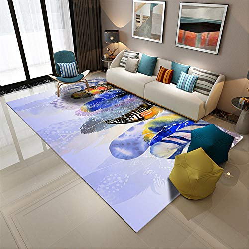 Teppiche Warm Schlafzimmerflur Blauer lila brauner gelber schöner Teppichmuster moderner Teppich weich verschleißfest 60 * 90cm