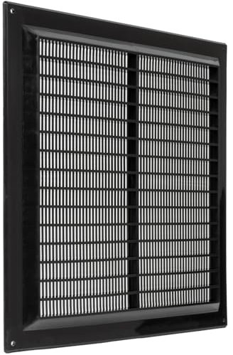 10'' x 10'' Inch / 250 x 250 mm Plastic Vent Cover - Black - Square Soffit Vent - Exhaust Ventilation Louver - Air Inlet Grille Cover - Built-in Screen Mesh - HVAC Vent Duct Cover