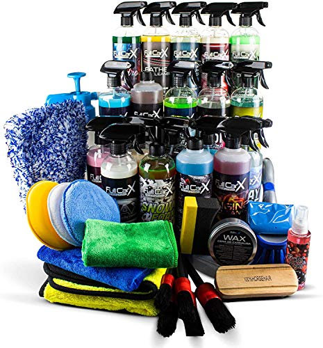 AutoFullCar - Mega Kit complet + accessoires FullCarX - Nettoyage intérieur et extérieur de voiture - Detailing Kit complet automobile tous les produits FCX
