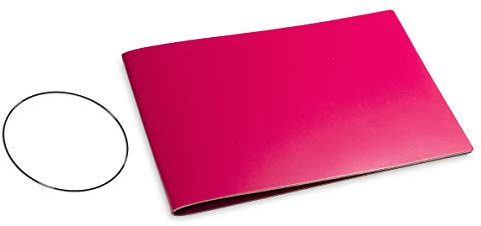 A5+ Querformat, revolutionäres, nachhaltiges X17-Konzept für Notizbuch Personal Organizer und Terminplaner/Hülle für 1 Heft! Recyceltes Leder, magenta, Made in Germany, 17 Jahre Garantie*