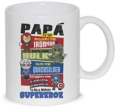 thedifferent Tazza Mug Papà Tu Sei Come Supereroe Forte Coraggioso - Tazza In Ceramica Thè/Latte - Idea Regalo