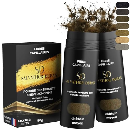 Salvathor Duran Haarfasern 25 Gramm - Streuhaar zur haarverdichtung 2er Pack - Shütthaar (Mittelbraun)