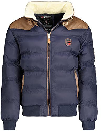 Geographical Norway Abramovitch Men - Manteau Chaud Fourrure Automne Hiver - Veste Chaude Homme Blouson Manches Longues Coupe Vent Parka Style - Cadeau Ideal Hommes (Marine 5XL-Taille 8)