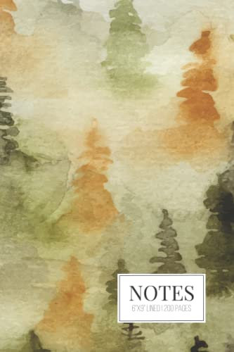 Autumn Trees Notebook Journal: Beautiful Watercolor Forest Trees Cover - 6”x9” | 200 Lined Pages | College Ruled -Journaling and Writing: Watercolor Fall Season Notebook Journal