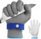 Lymaha - Gants de protection anti-coupures niveau 5 - Gants de cuisine, boucher, huîtres - Résistants aux coupures, antibactériens, confortables - Taille S, Argenté métallique